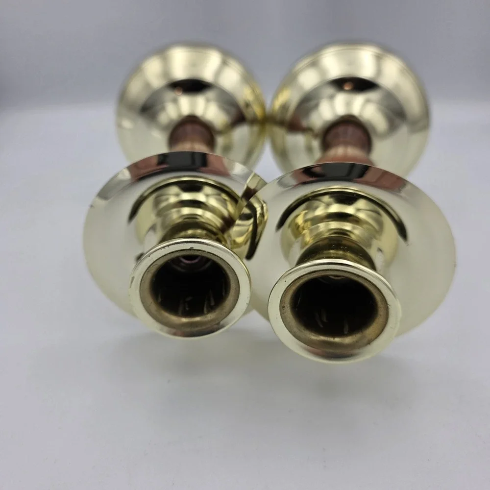 Vtg Home Interior HOMCO Brass &‎ Wood Candle Holders Candlestick Votive Holders